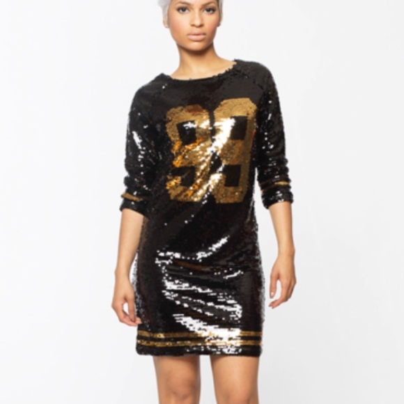 black and gold jersey dress